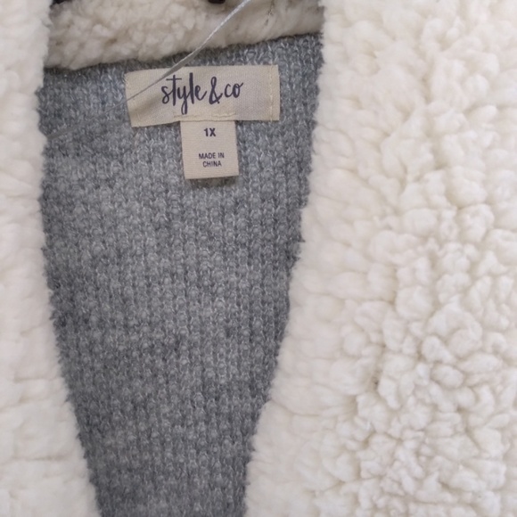 NWT Style&Co. Women's Fleece Collar Open Front Cardigan Hammock Heather 1X - Picture 13 of 13